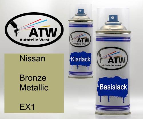 Nissan, Bronze Metallic, EX1: 400ml Sprühdose + 400ml Klarlack - Set, von ATW Autoteile West.